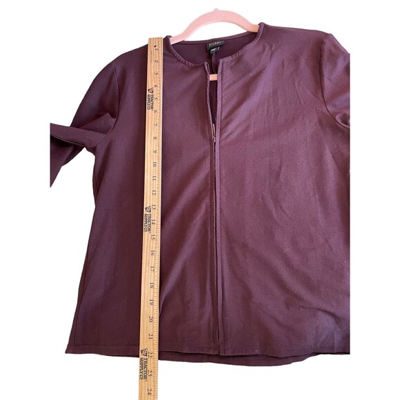 Eileen Fisher Jacket Women Small Merlot Full Zip Viscose Nylon Spandex Made USA - Picture 11 of 13